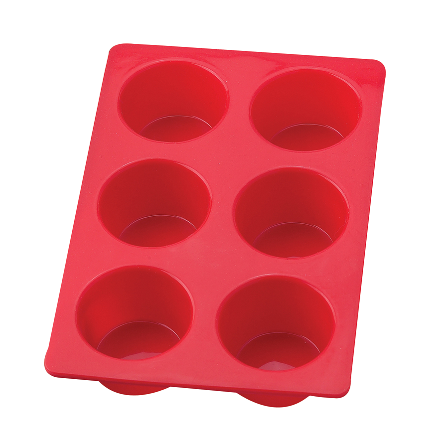 superior-equipment-supply - Harold Imports - HIC Mrs. Anderson's Silicone Six Cup Muffin Pan 11" X 7-1/2" X 2" Red
