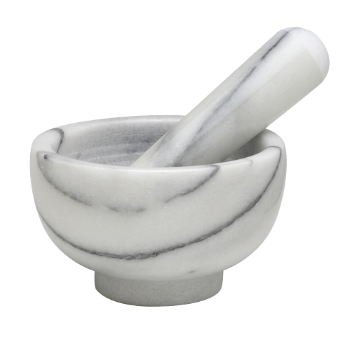 HIC Mortar/Pestle 4" x 2.5" White Marble