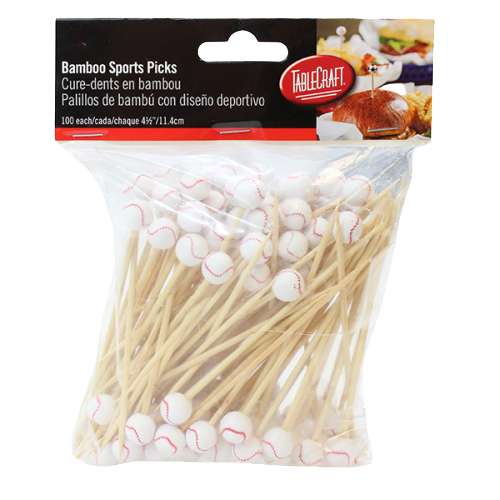 TableCraft Cash & Carry Sport Pick 4.5" Baseball - 100 Per Pack