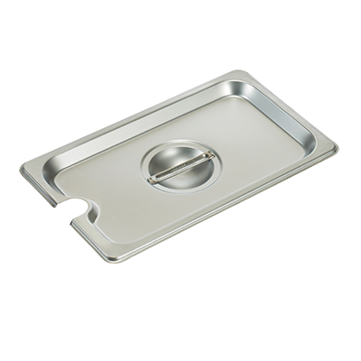 Steam Table Pan Cover with Handle 1/4 Size Slotted 25-Gauge Standard Weight 18/8 Stainless Steel