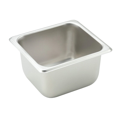 Steam Table Pan 1/6 Size Straight Sided 25 Gauge 18/8 Stainless Steel 6-7/8" x 6-5/16" x 4"