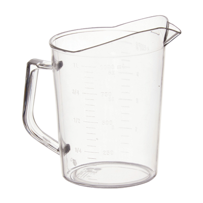 Measuring Cup with Raised Graduation Markings Clear Polycarbonate 1 qt.