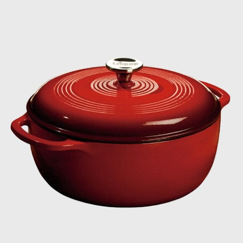 Lodge Porcelain Enameled Cast Iron Dutch Oven Red 6 Qt.