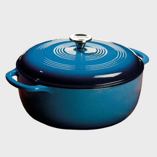 Lodge Porcelain Enameled Cast Iron Dutch Oven Blue 7.5 Qt.