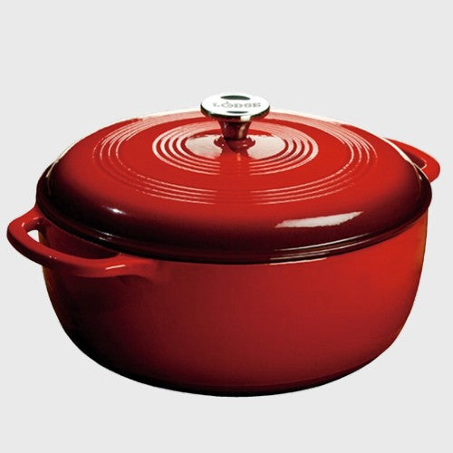 Lodge Porcelain Enameled Cast Iron Dutch Oven Red 7.5 Qt.