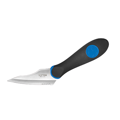 Sof-Tek™ All Purpose Utility Knife 3-1/2" Stainless Steel Blade with Black & Blue Handle - One Dozen
