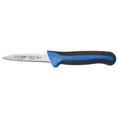 Sof-Tek™ Paring Knives 3-1/4" German Steel Blade with Black & Blue TPR Handle - 2 Knives/Pack