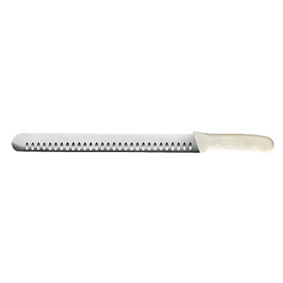Knife Slicer Hollow Ground Edge 12" No-Stain German Steel Blade with White Polypropylene Handle
