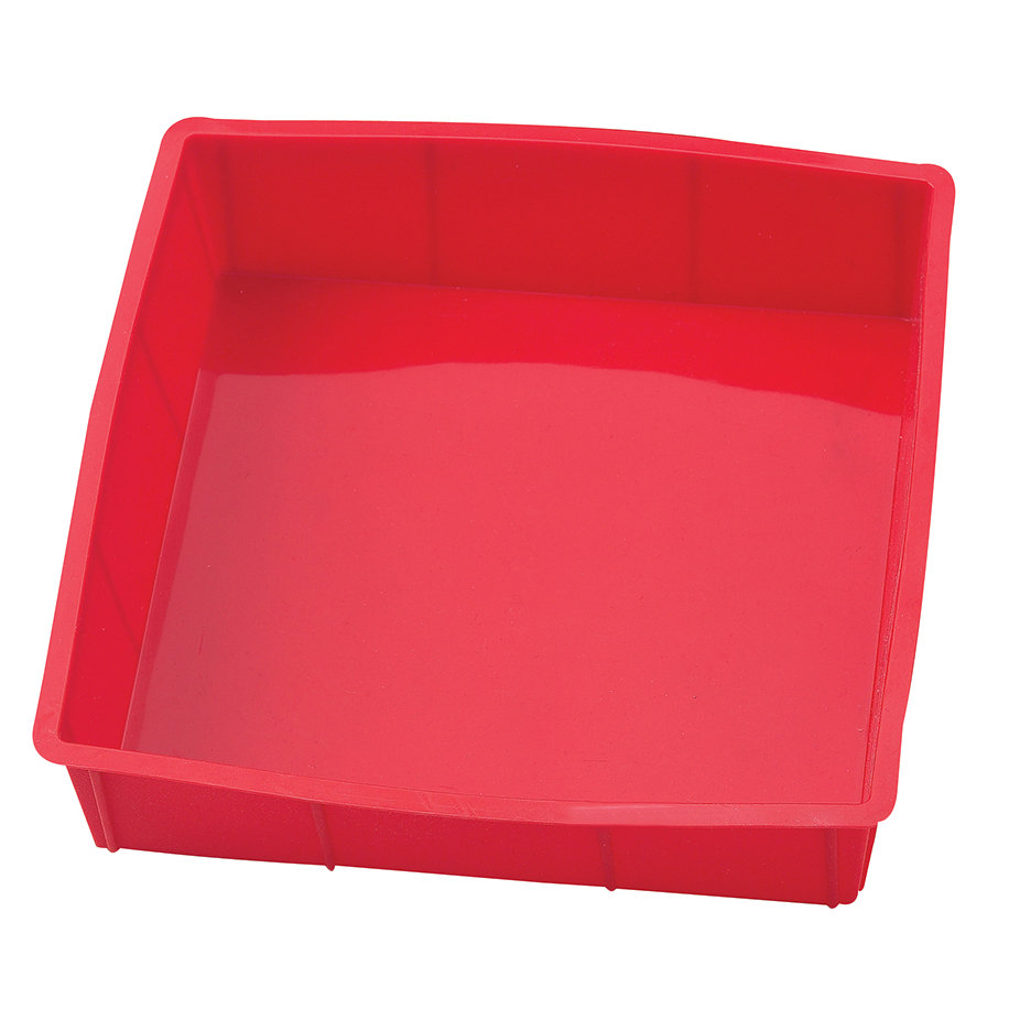Harold Imports Cake Pan 9" x 9" x 2.25" Red 100% Silicone
