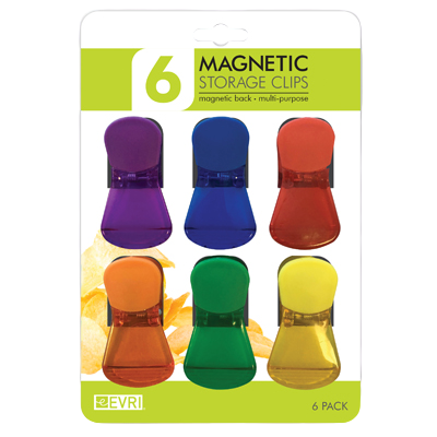 Harold Imports Evriholder Storage Clips 2-3/4" x 1-1/2" Assorted Colors Purple Blue Orange Red Green Yellow Plastic