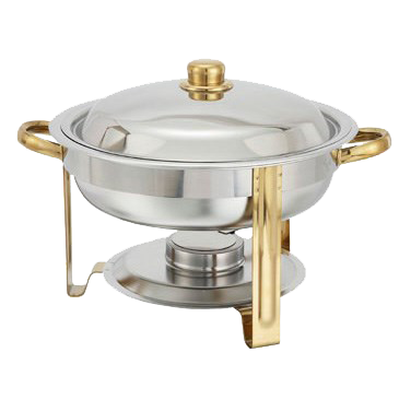 Malibu Chafer Round Stainless Steel with Gold Accents 4 qt.