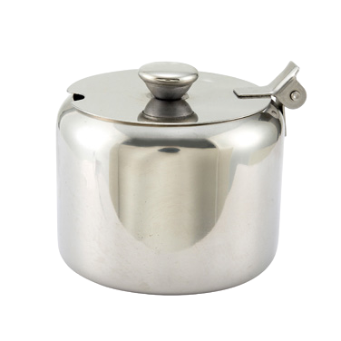 Sugar Can with Hinged Lid Slotted Stainless Steel 10 oz.