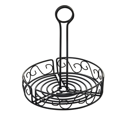 Condiment Caddy Round Black Wire Construction 6-1/4" Diameter x 9" Height