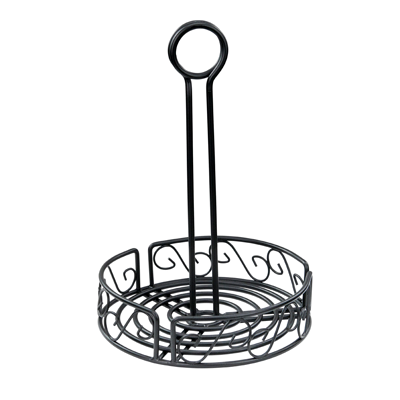 Condiment Caddy Round Black Wire Construction 7-1/2" Diameter x 9" Height