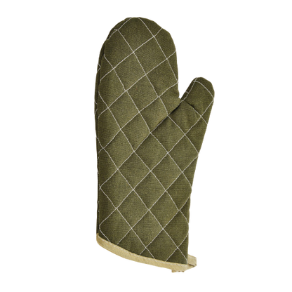 Oven Mitt Green Cotton Flame Resistant 13"