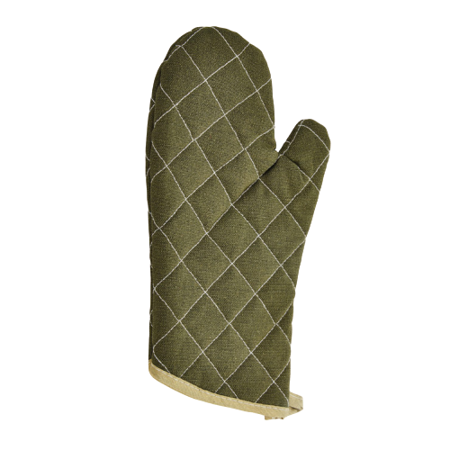 Oven Mitt Green Cotton Flame Resistant 13"