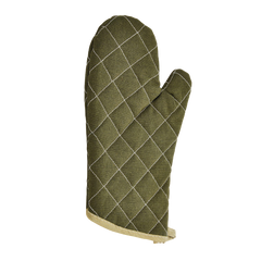 Oven Mitt Green Cotton Flame Resistant 13"