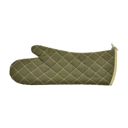 Oven Mitt Green Cotton Flame Resistant 17"