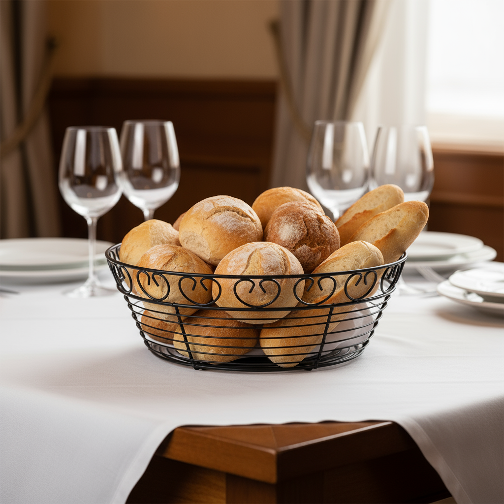 Winco Round Black Bread/Fruit Basket 10" Dia. x 3" H WBKG-10R