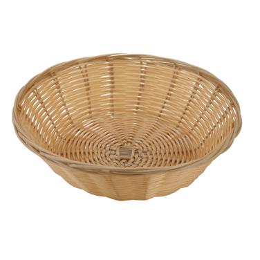Woven Basket Round Tan Polypropylene 9" Diameter x 2-3/4"H - One Dozen