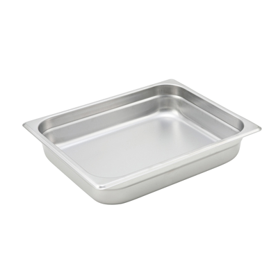Steam Table Pan 1/2 Size 22 Gauge Heavy Weight 18/8 Stainless Steel 10-3/8" x 12-3/4" x 2-1/2"