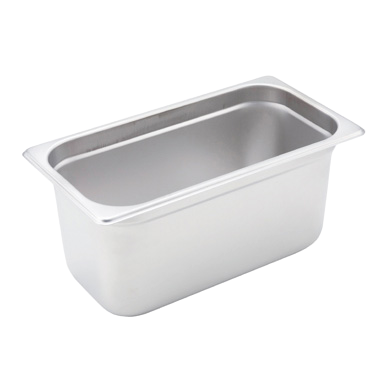 Steam Table Pan 1/3 Size 22 Gauge Heavy Weight 18/8 Stainless Steel 6-7/8" x 12-3/4" x 6"