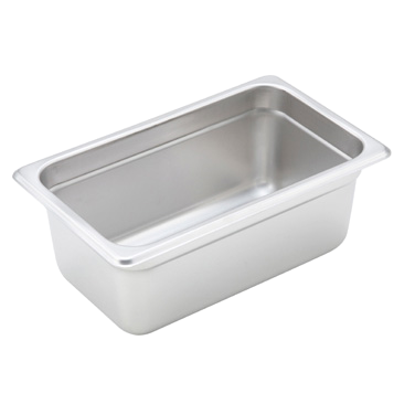 Steam Table Pan 1/4 Size 22 Gauge Heavy Weight 18/8 Stainless Steel 10-5/6" x 6-5/16" x 4"