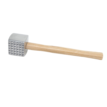 Meat Tenderizer 2-Sided Aluminum with Wood Handle 3" x 2-1/2" Head