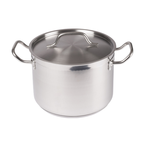 Premium Induction Stock Pot with Cover 8 qt. Tri-Ply Heavy Duty 18/8 Stainless Steel 9-1/2" Diameter x 6-3/4" Height