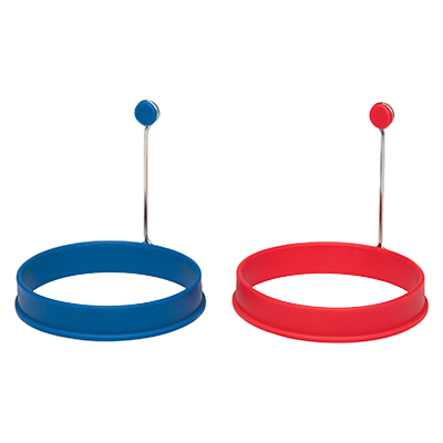 Harold Imports Egg Rings Set of 2 4" x 3/4" Blue Red Silicone