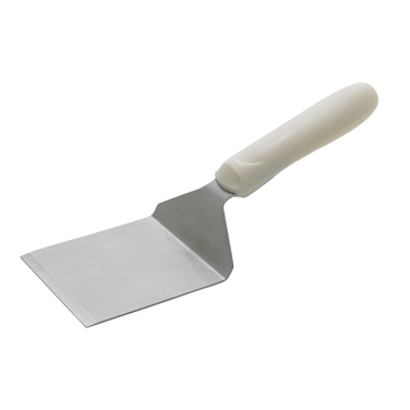 Steak/Burger Turner Stainless Steel Satin Finish with White Polypropylene Handle 4-1/8" x 3-3/4" Blade