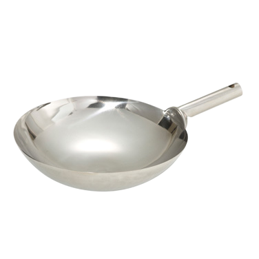 Chinese Wok Stainless Steel Mirror Finish 14" Diameter