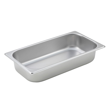 Steam Table Pan 1/3 Size Straight Sided 25 Gauge 18/8 Stainless Steel 6-7/8" x 12-3/4" x 2-1/2"