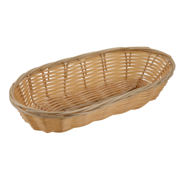 Woven Basket Long Oval Tan Polypropylene 9" x 4-1/4" x 2"H - One Dozen