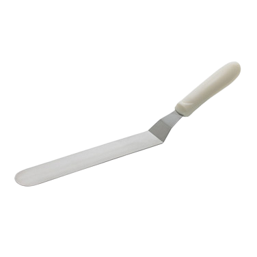 Offset Spatula Stainless Steel Satin Finish with White Polypropylene Handle 8-1/2" x 1-1/2" Blade