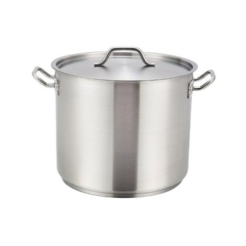 Premium Induction Stock Pot with Cover 80 qt. Tri-Ply Heavy Duty 18/8 Stainless Steel 19-3/4" Diameter x 15-3/4" Height