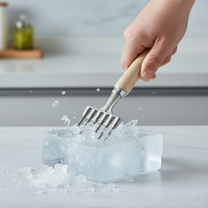 Winco Ice Chipper 6-Prong Nickeled Steel with Wooden Handle 9" x 2.5" ICH-9