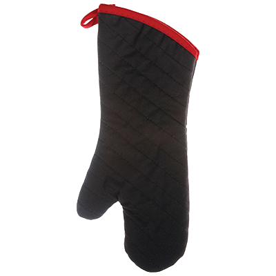 Harold Imports BBQ Mitt 16" x 7" Black with Red Trim 100% Cotton Vinyl Outer Coating