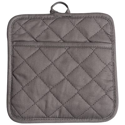 Harold Imports Pot Holder 8" x 8" Pewter Quilted Neoprene Cotton