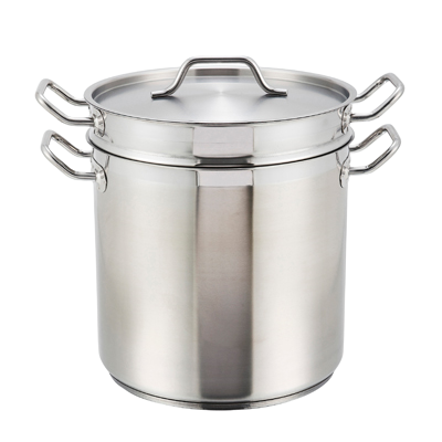 Double Boiler with Cover 8 qt. Tri-Ply Heavy Duty 18/8 Stainless Steel 9-1/2" Diameter x 7-1/2" Height