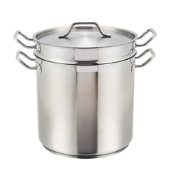 Double Boiler with Cover 8 qt. Tri-Ply Heavy Duty 18/8 Stainless Steel 9-1/2" Diameter x 7-1/2" Height