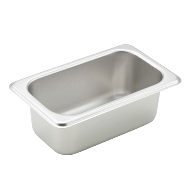 Steam Table Pan 1/9 Size Straight Sided 25 Gauge 18/8 Stainless Steel 6-3/4" x 4-1/4" x 2-1/2"