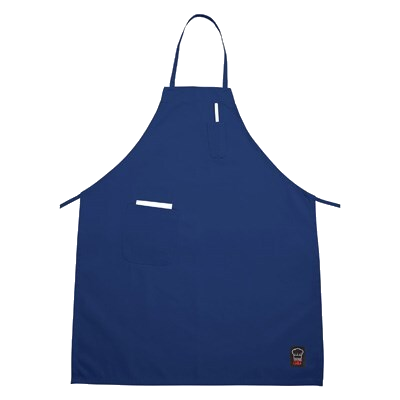 Bib Apron With (2) Pockets Blue 65/35 Poly-Cotton Blend Full-Length 33"L x 26"W