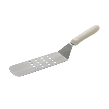 Turner Perforated Stainless Steel Satin Finish with White Polypropylene Handle 8-1/4" x 2-7/8" Blade