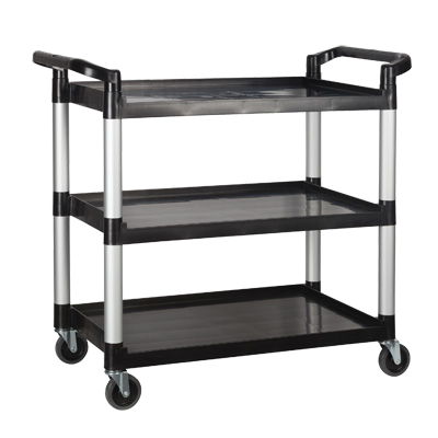 Utility Cart 3-Tier Black Plastic 400 lb Capacity 40-3/4"W x 19-1/2"D x 37-3/8"H