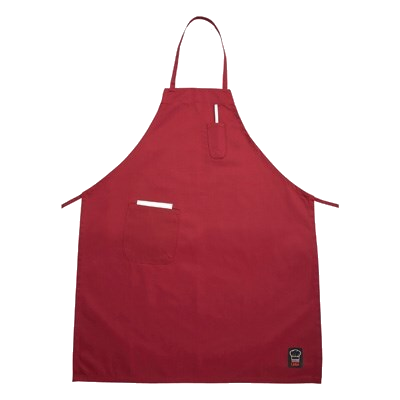Bib Apron With (2) Pockets Red 65/35 Poly-Cotton Blend Full-Length 33"L x 26"W