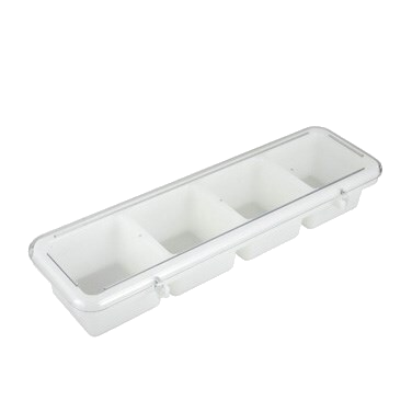 Bar Caddy With Cover White 4-Compartment ABS 18"L x 5"W x 3"H