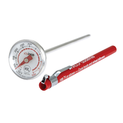 Pocket Thermometer 50° to 550° F Dial Face with Case & Clip 5" Probe
