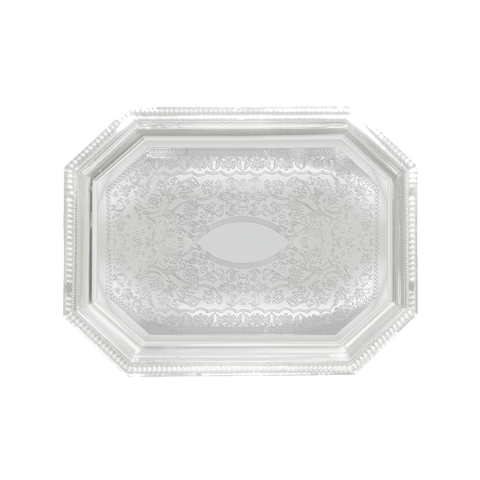 Serving Tray Octagonal Chrome Plated 17" x 12-1/2"