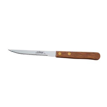 Economy Steak Knife 4" Stainless Steel Blade with Wooden Handle 8" O.A.L. - One Dozen